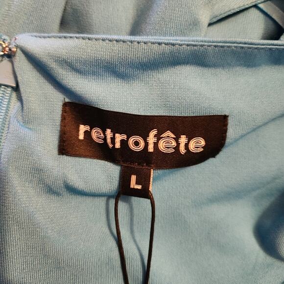 Retrofete Raven Dress in Peacock Blue Size Large Halter Open Back NWT - Picture 11 of 14